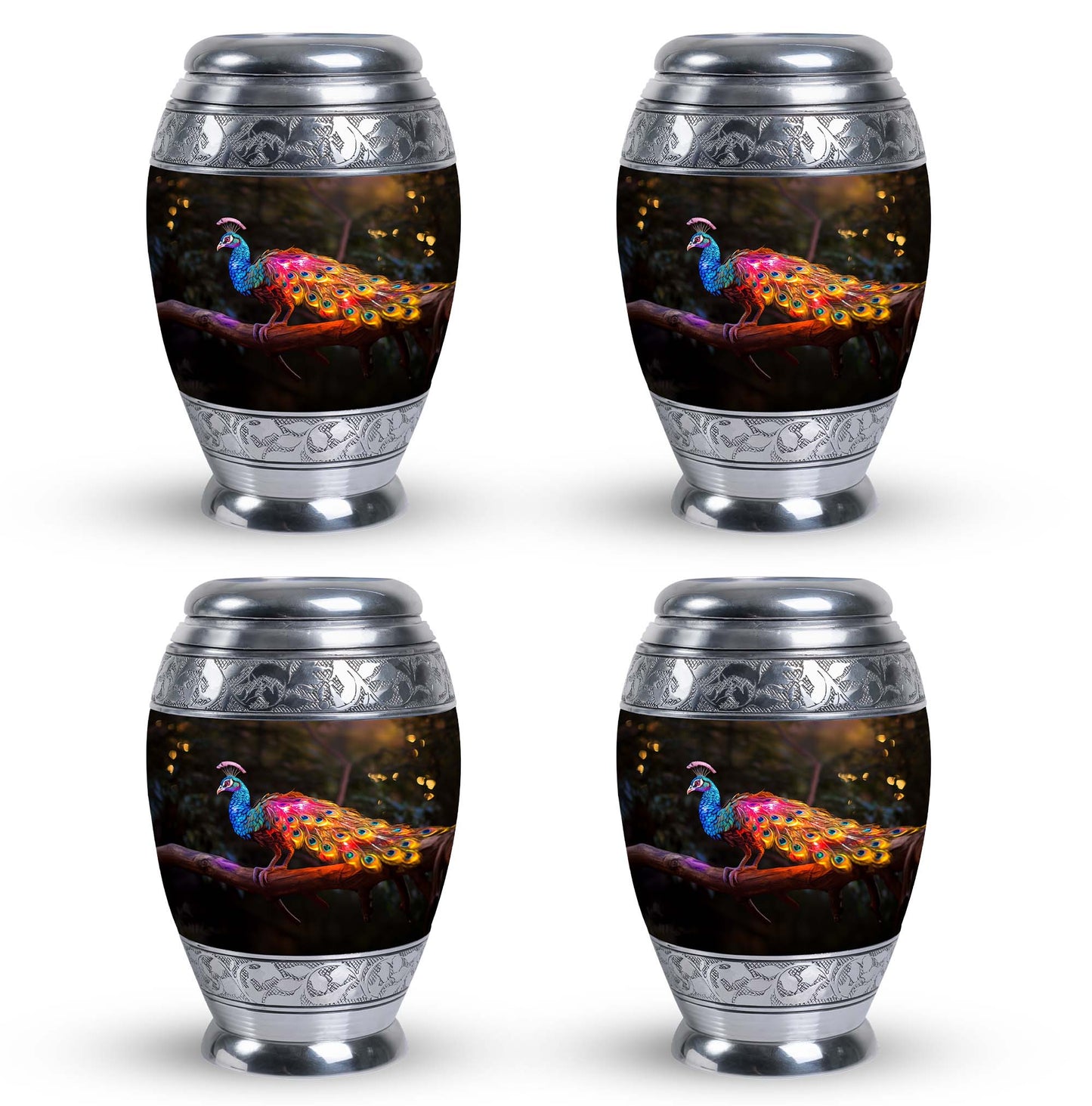 Classic Peacock Urn for ashes, Large Aluminium Memorial Urn