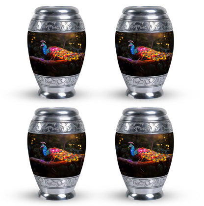 Classic Peacock Urn for ashes, Large Aluminium Memorial Urn