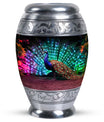 Classic 3-inch Peacock Cremation Urn, large aluminium urn