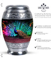 Classic 3-inch Peacock Cremation Urn, large aluminium urn