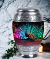 Classic 3-inch Peacock Cremation Urn, large aluminium urn