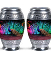 Classic 3-inch Peacock Cremation Urn, large aluminium urn