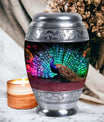 Classic 3-inch Peacock Cremation Urn, large aluminium urn