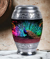 Classic 3-inch Peacock Cremation Urn, large aluminium urn