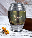Dove flying Memorial Urn , made from Aluminium.