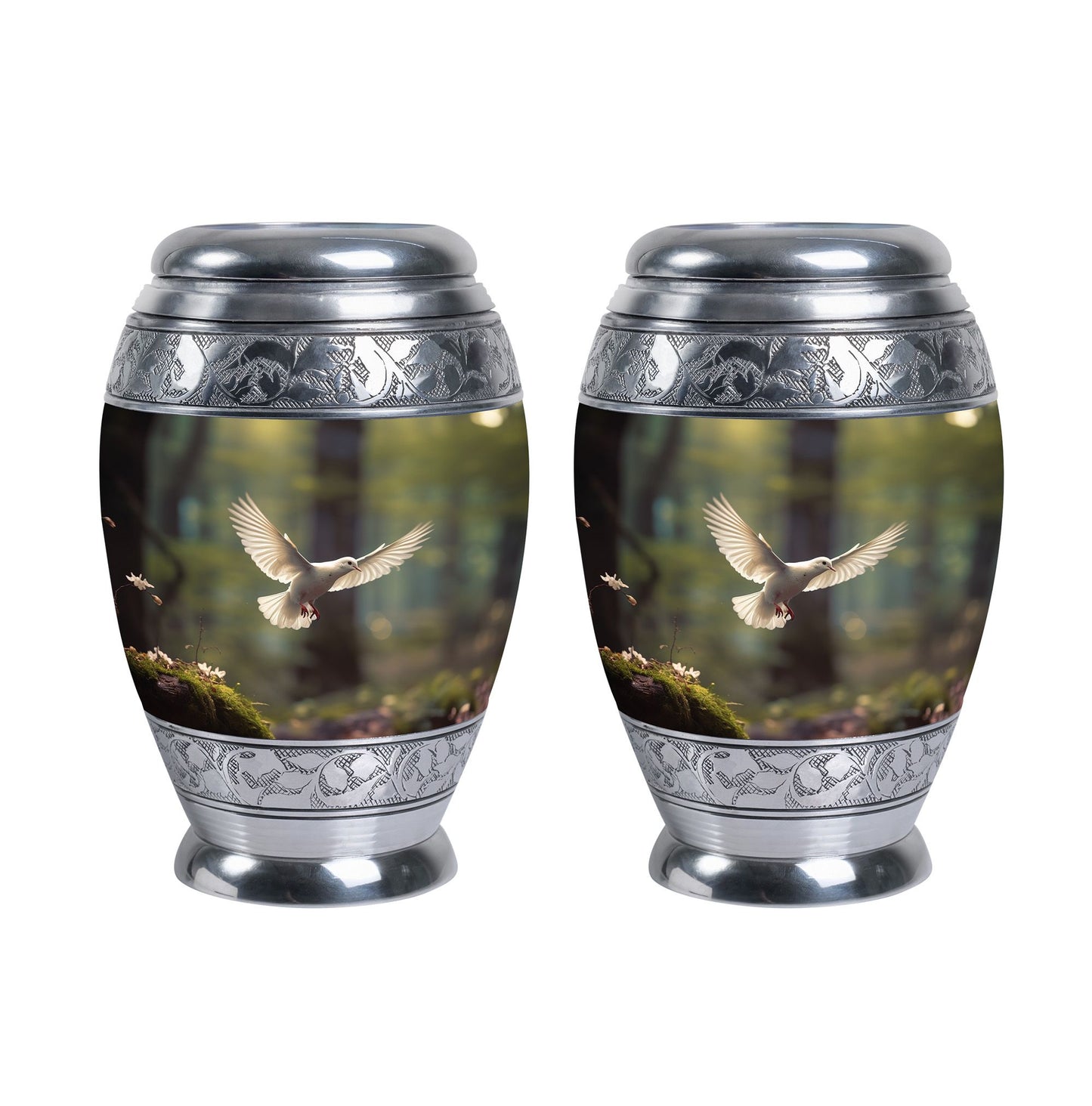 Dove flying Memorial Urn , made from Aluminium.
