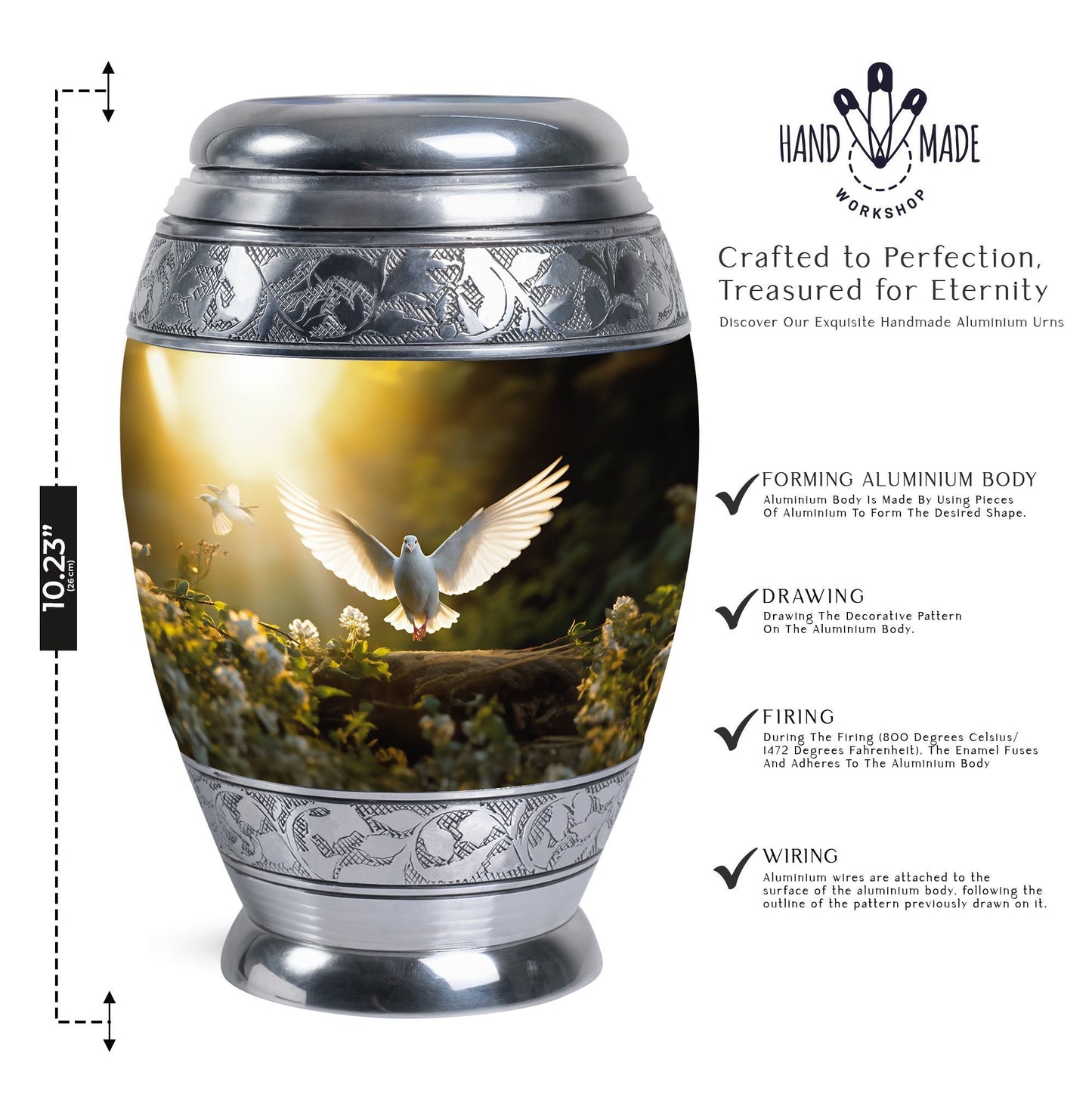 Classic large Dove Urn for human ashes.