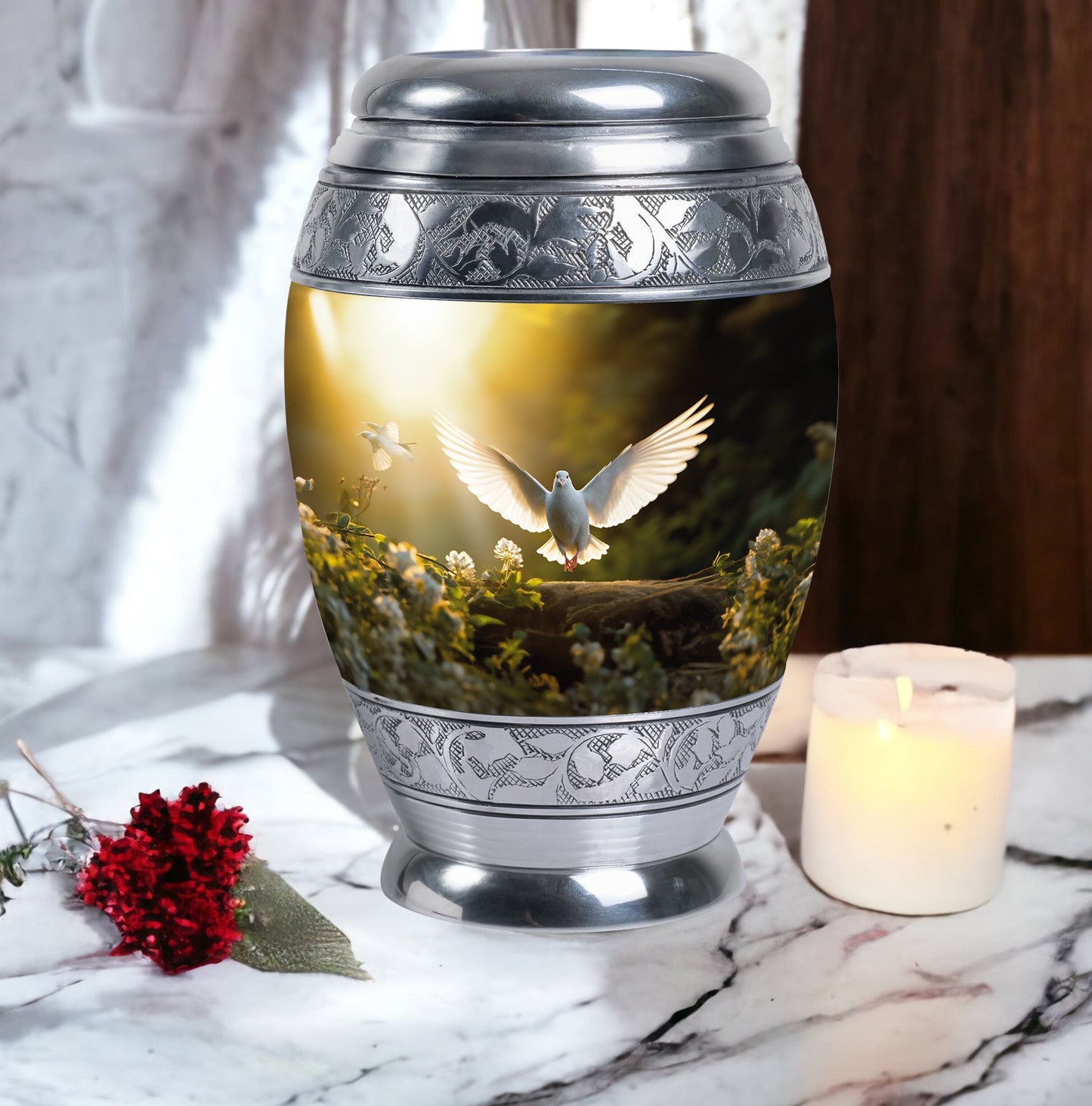Classic large Dove Urn for human ashes.