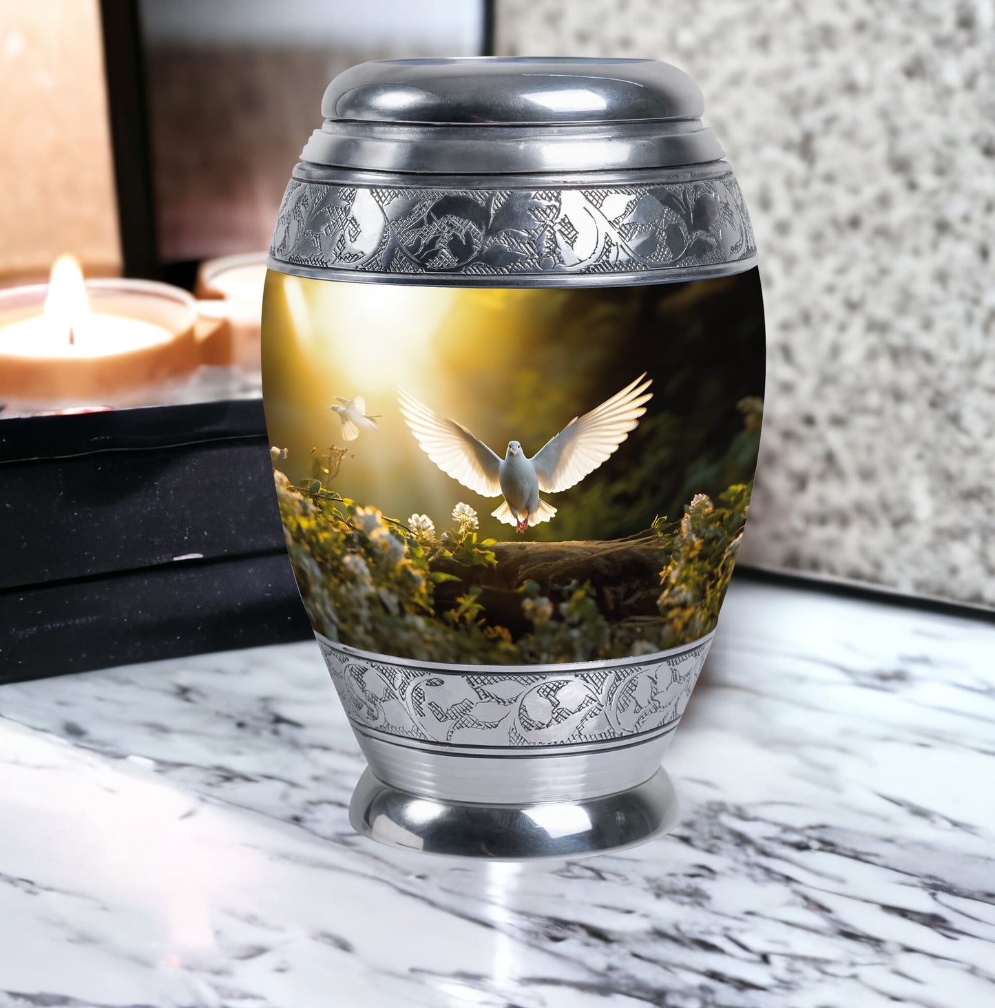 Classic large Dove Urn for human ashes.