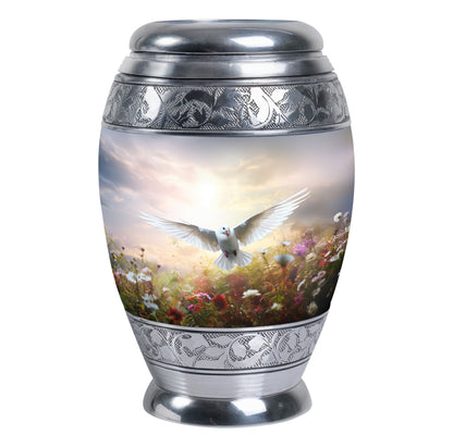 Dove Urn for Ashes in Classic Design, Large Aluminium.