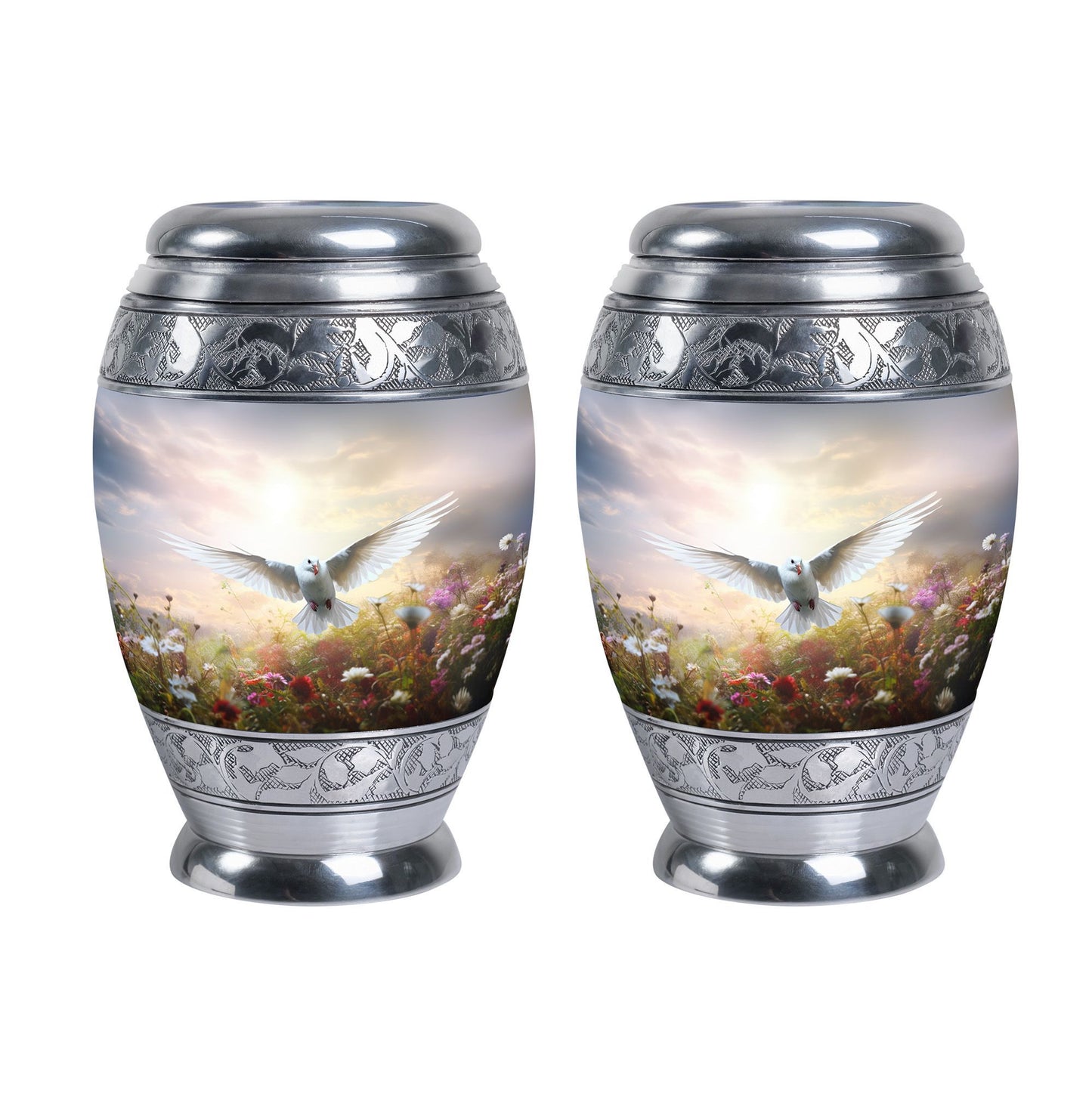 Dove Urn for Ashes in Classic Design, Large Aluminium.