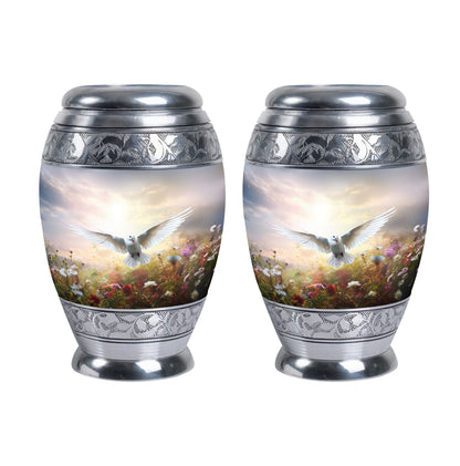 Dove Urn for Ashes in Classic Design, Large Aluminium.