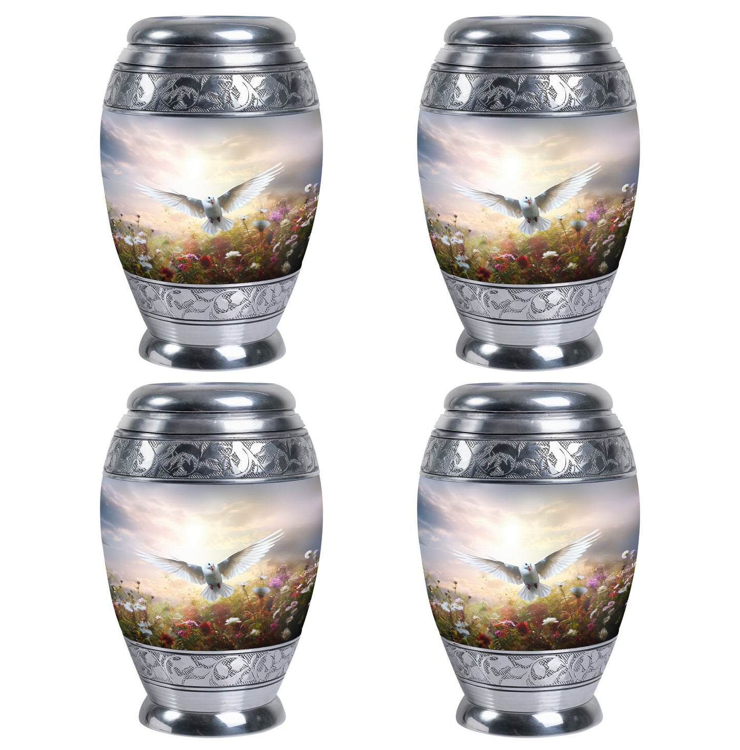 Dove Urn for Ashes in Classic Design, Large Aluminium.