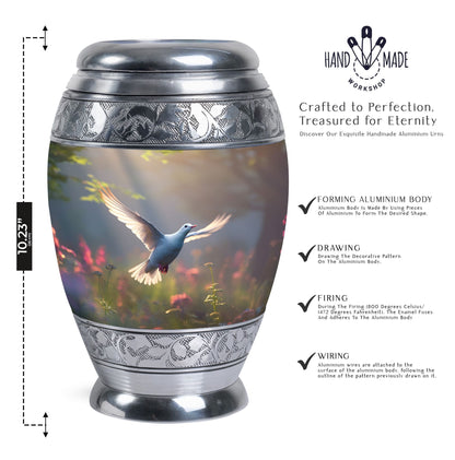 Dove Urn, 3 Inch Large Aluminium Cremation Urn.