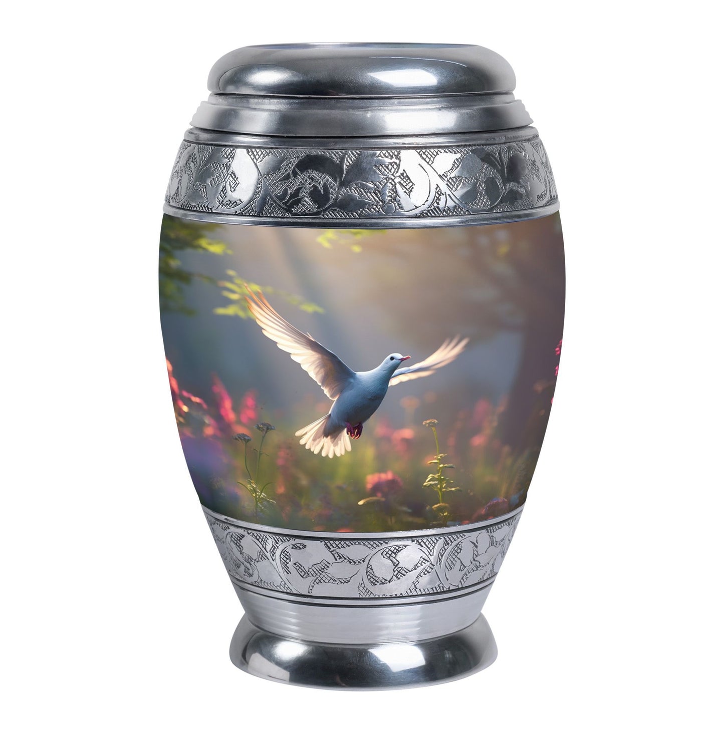 Dove Urn, 3 Inch Large Aluminium Cremation Urn.