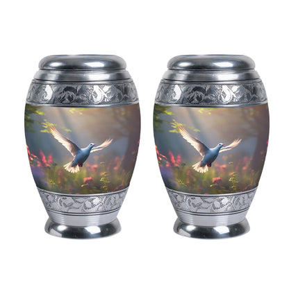Dove Urn, 3 Inch Large Aluminium Cremation Urn.