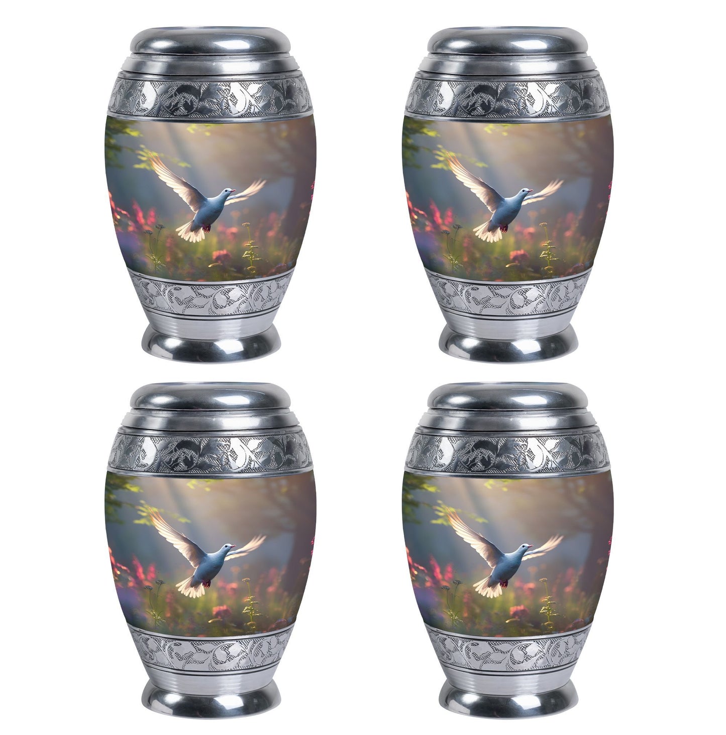 Dove Urn, 3 Inch Large Aluminium Cremation Urn.