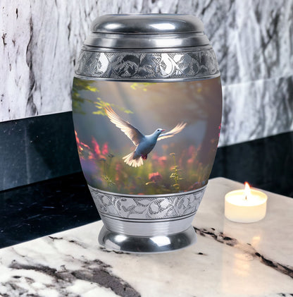 Dove Urn, 3 Inch Large Aluminium Cremation Urn.