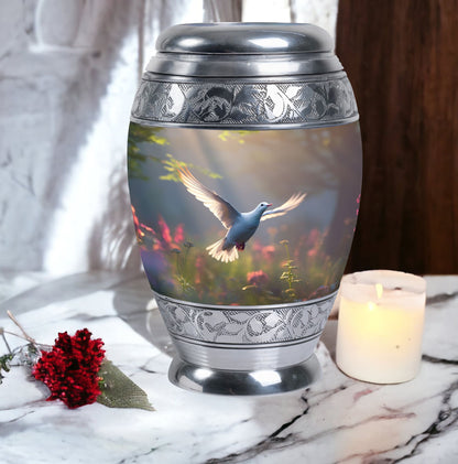 Dove Urn, 3 Inch Large Aluminium Cremation Urn.