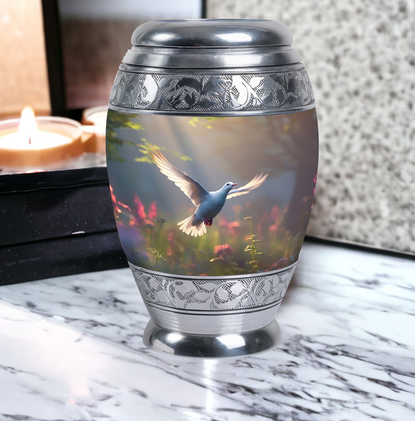 Dove Urn, 3 Inch Large Aluminium Cremation Urn.