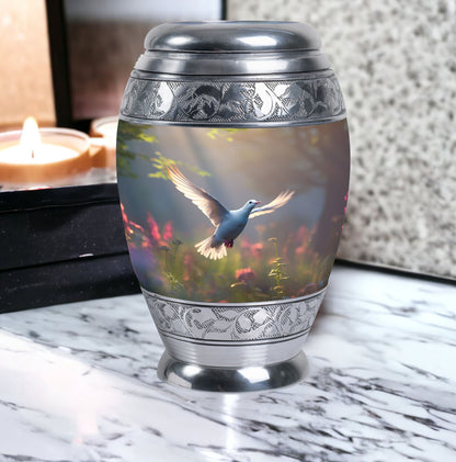 Dove Urn, 3 Inch Large Aluminium Cremation Urn.