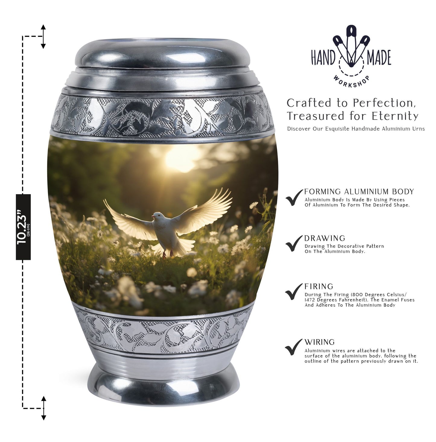 3-inch Dove Cremation Urn, Modern and Classic custom urn.