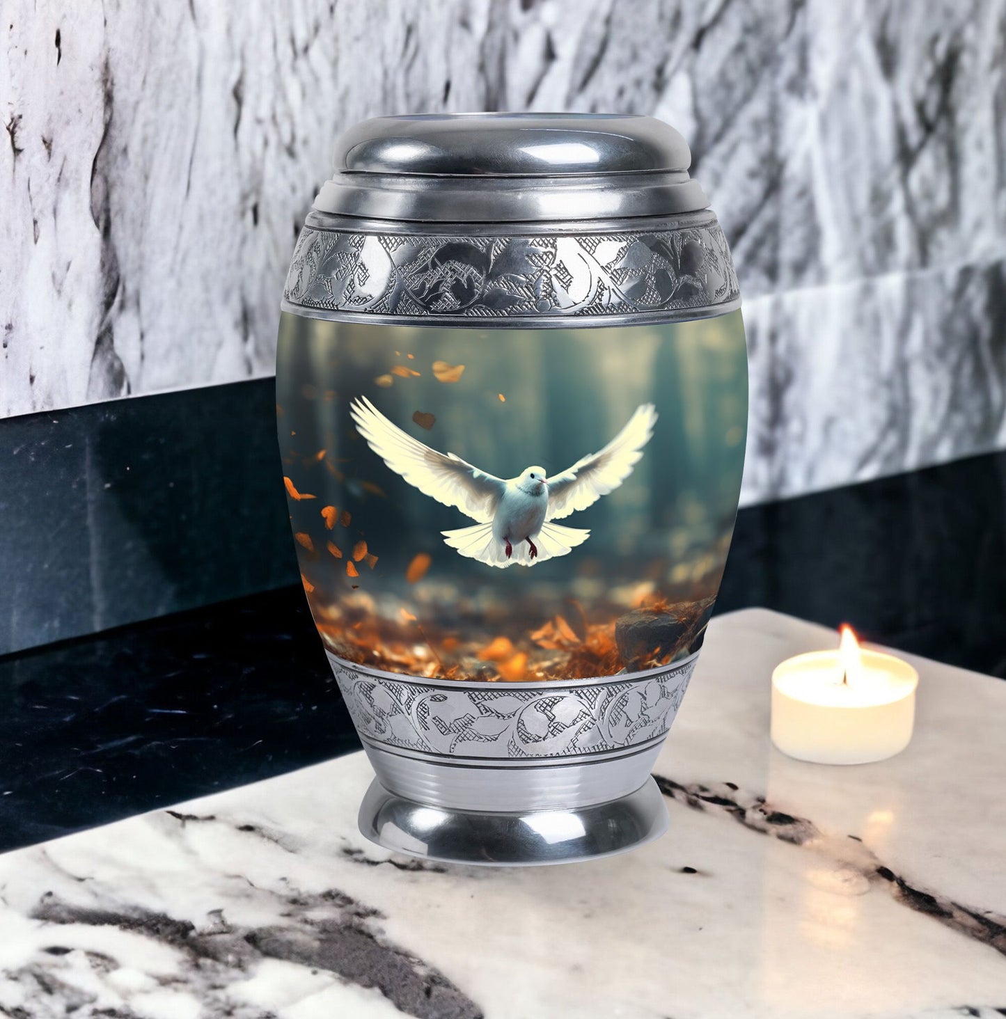 Classic Dove Urn for human ashes.