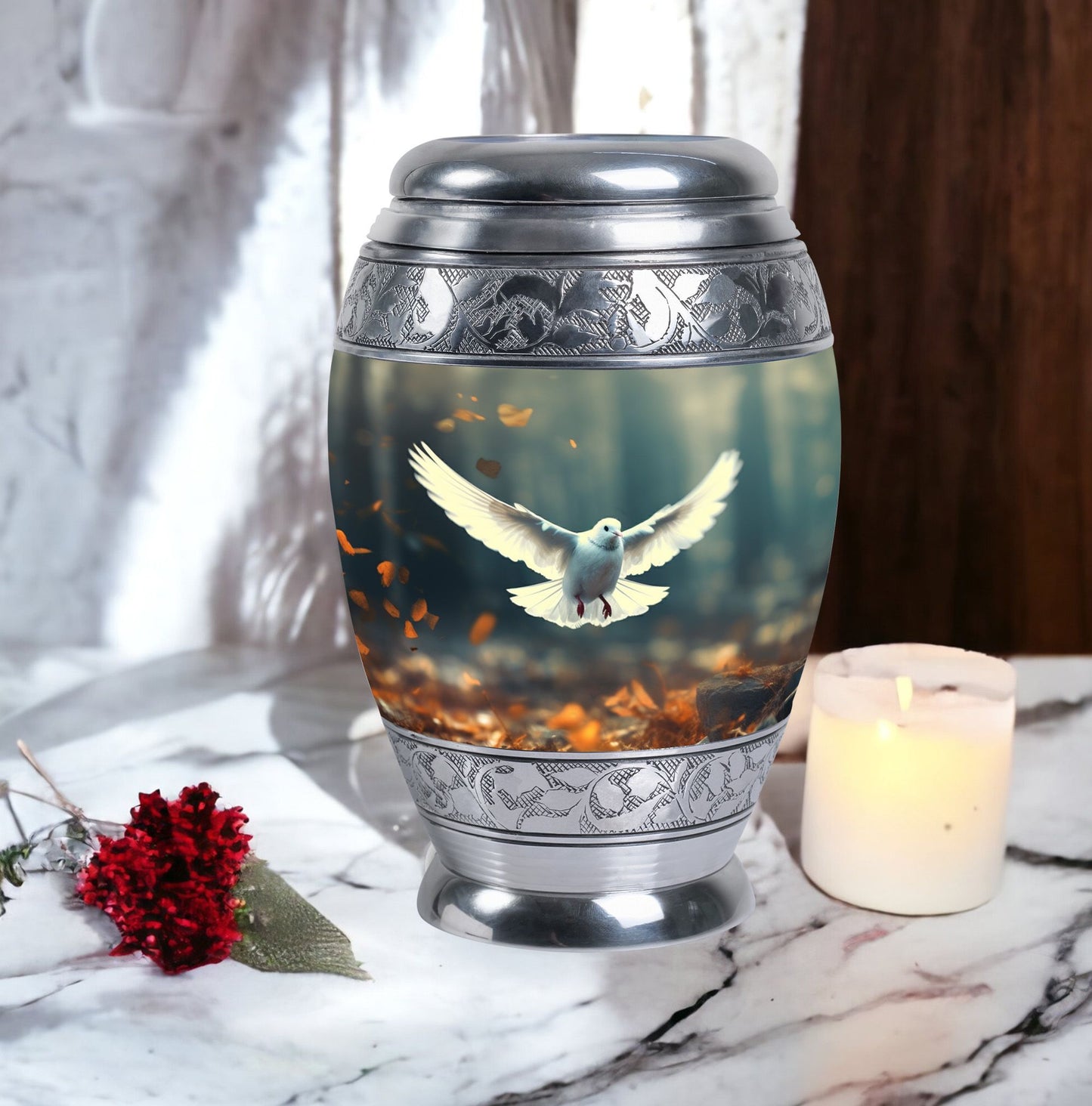 Classic Dove Urn for human ashes.