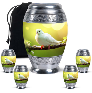 10 inch large Urn with 4 Keepsake 3 Inch Urns