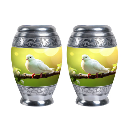 Classic Dove Urn for Ashes, large aluminium cremation urn