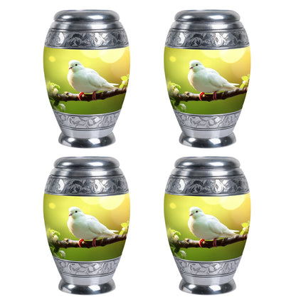 Classic Dove Urn for Ashes, large aluminium cremation urn
