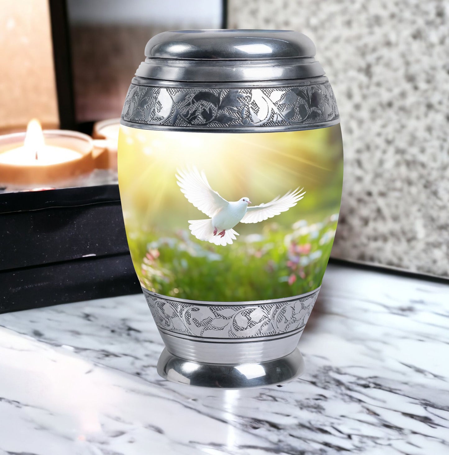Eternal Peace Dove Urn, aluminium large urn
