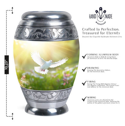 Eternal Peace Dove Urn, aluminium large urn