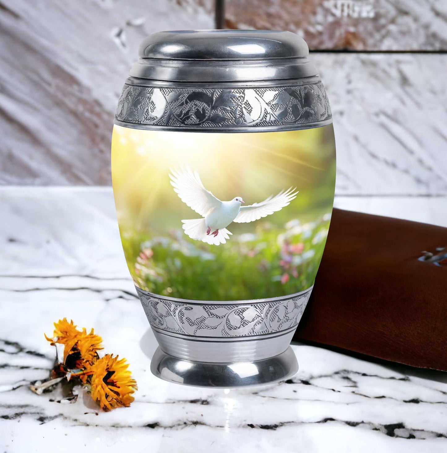 Eternal Peace Dove Urn, aluminium large urn