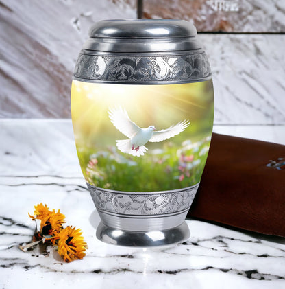 Eternal Peace Dove Urn, aluminium large urn