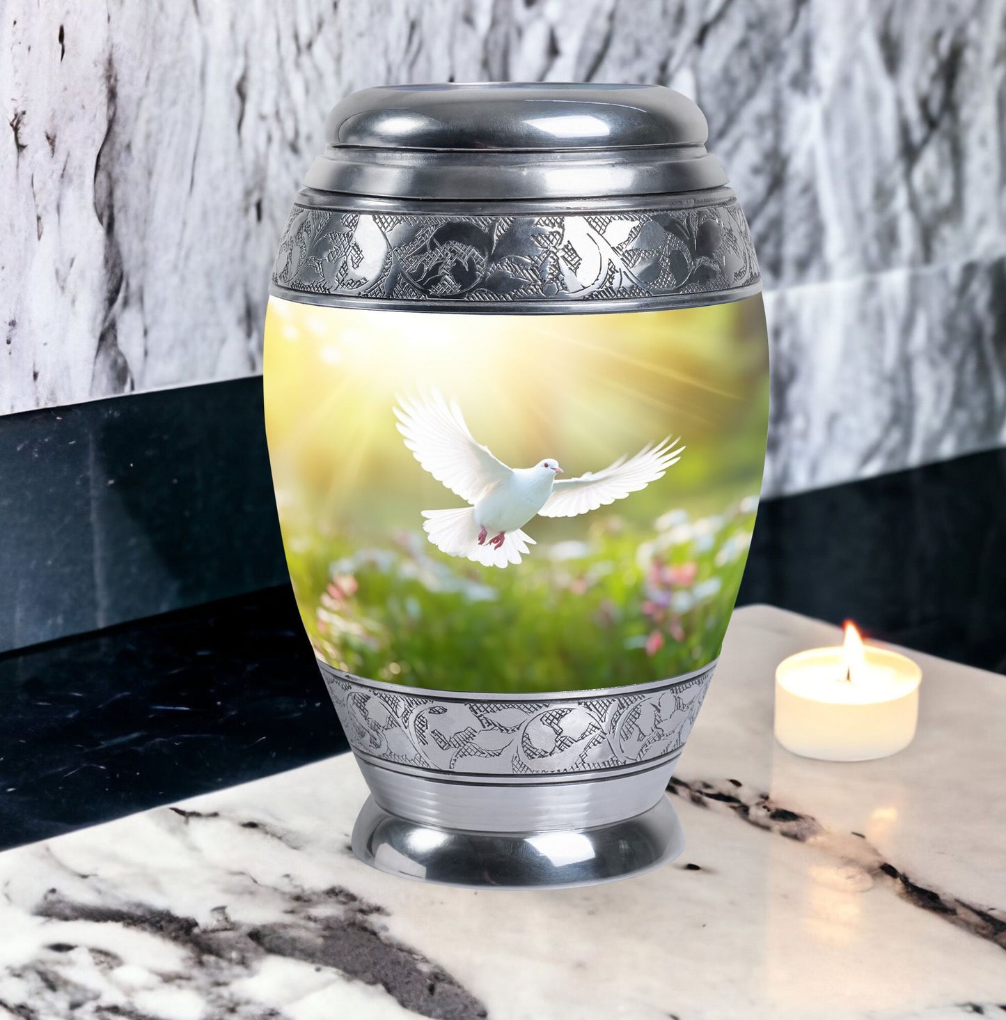 Eternal Peace Dove Urn, aluminium large urn