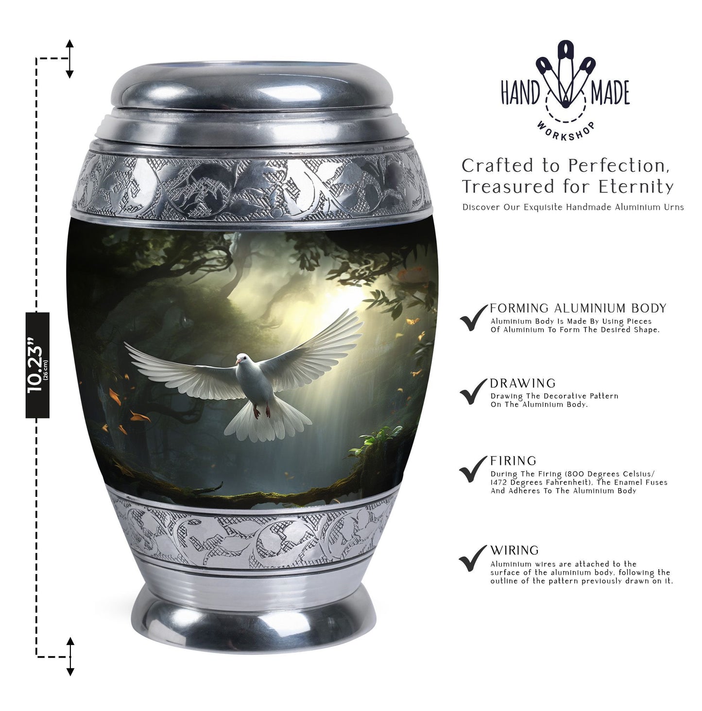 Dove Symbol of Hope 3 Inch Classic Cremation Urn.