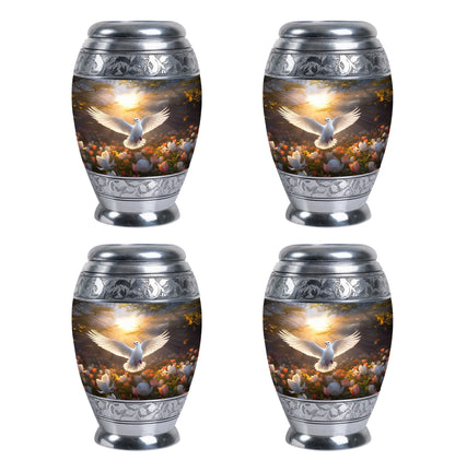 Dove Memorial Urn, classic aluminium cremation urn for ashes