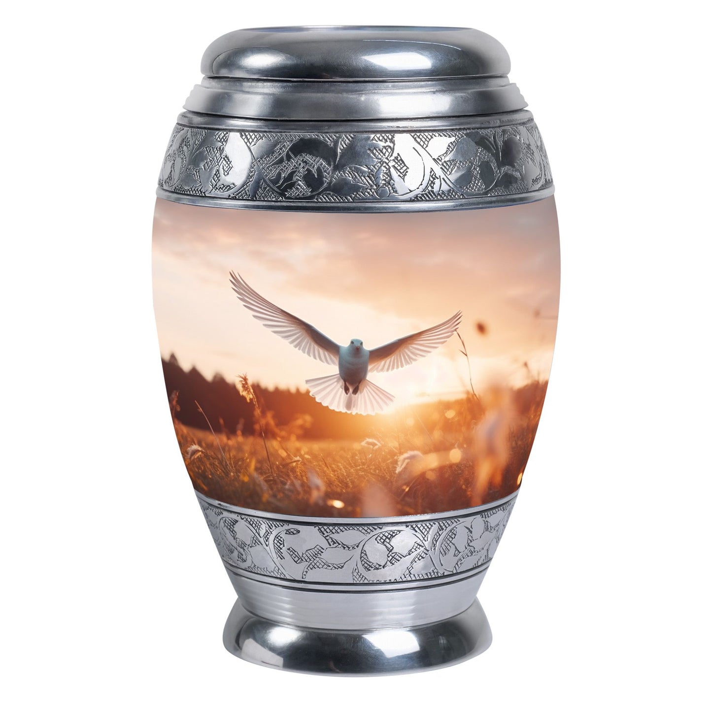 Classic 3-inch aluminium Dove Urn with velvet pouch