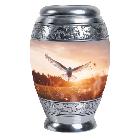 Classic 3-inch aluminium Dove Urn with velvet pouch