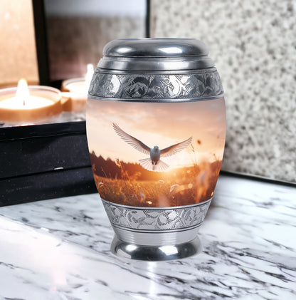 Classic 3-inch aluminium Dove Urn with velvet pouch