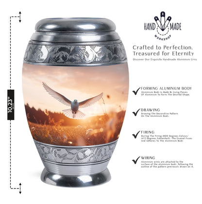 Classic 3-inch aluminium Dove Urn with velvet pouch