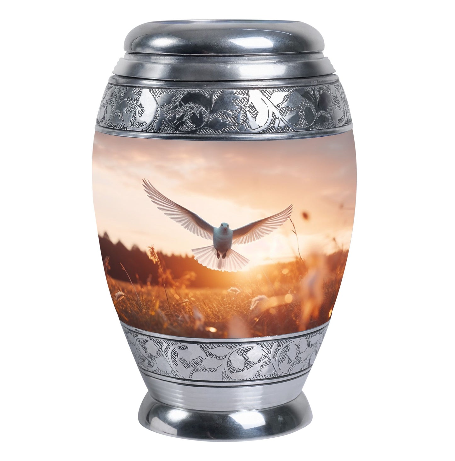 Classic 3-inch aluminium Dove Urn with velvet pouch