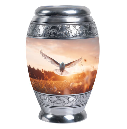 Classic 3-inch aluminium Dove Urn with velvet pouch