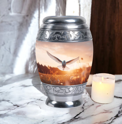 Classic 3-inch aluminium Dove Urn with velvet pouch