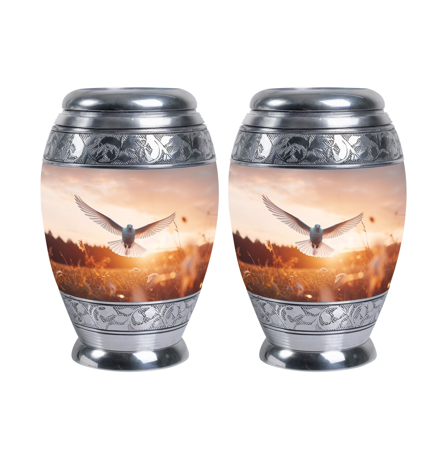 Classic 3-inch aluminium Dove Urn with velvet pouch