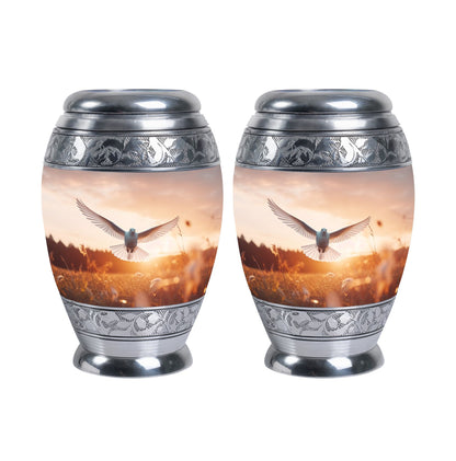 Classic 3-inch aluminium Dove Urn with velvet pouch