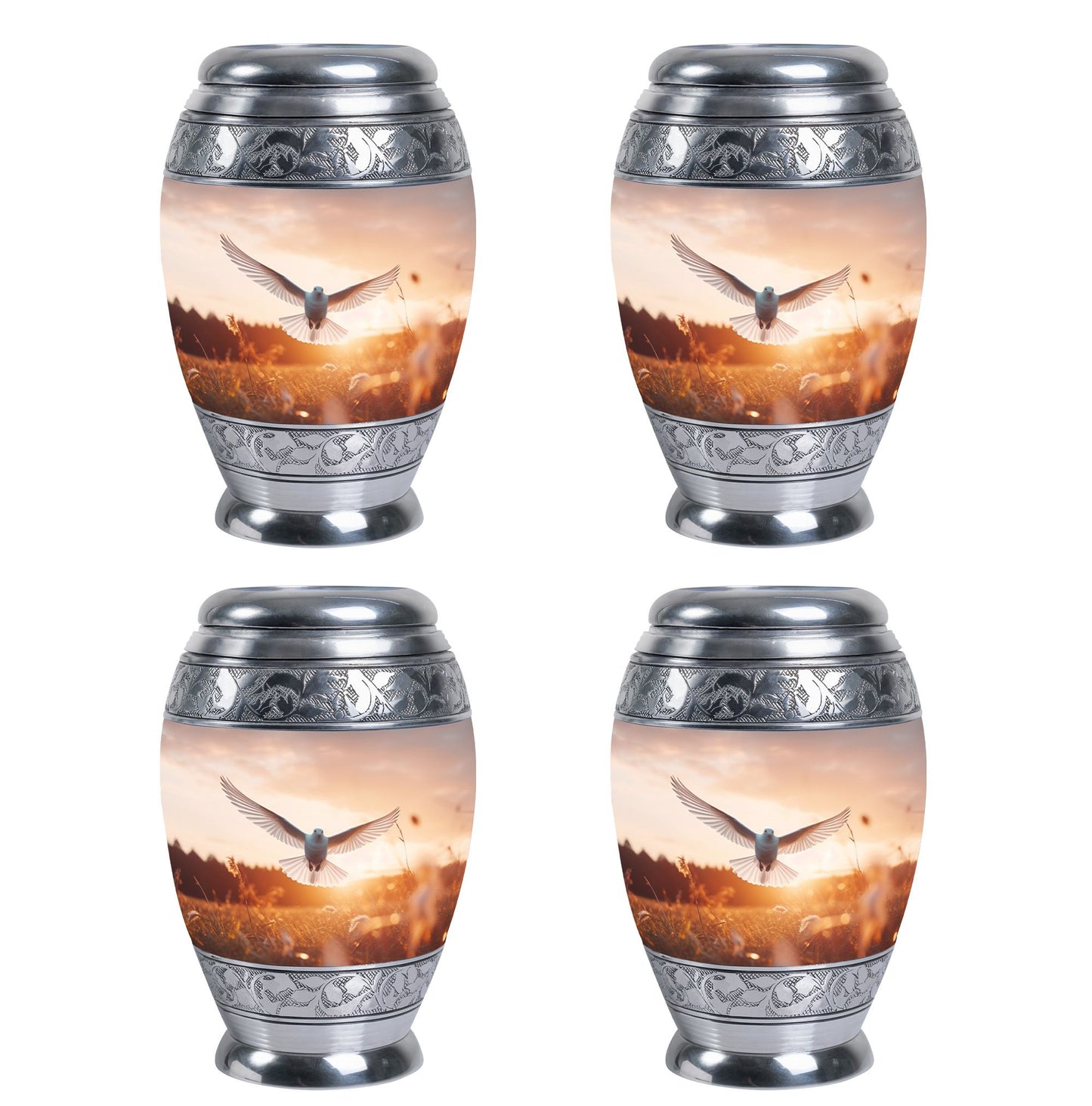 Classic 3-inch aluminium Dove Urn with velvet pouch