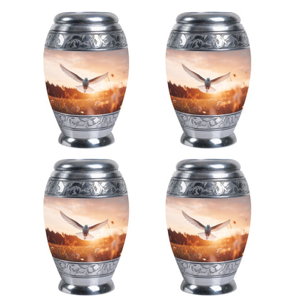 Classic 3-inch aluminium Dove Urn with velvet pouch