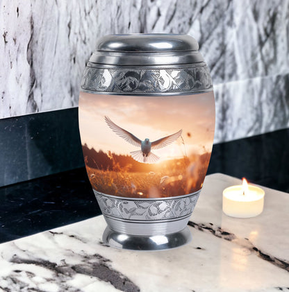 Classic 3-inch aluminium Dove Urn with velvet pouch